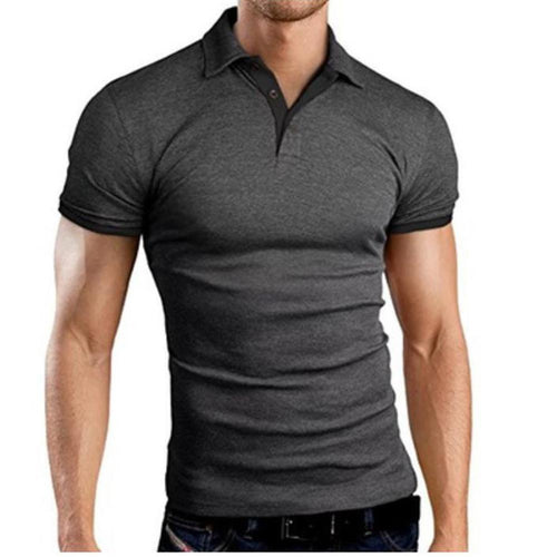 Men Classic Slim Tops Plus Size Causal Shirt Short Sleeve Hit Color Casual Simple Tops Solid Color Gray Red Big Size Men's wu