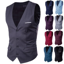 Load image into Gallery viewer, 9 Color Men's Business Casual Slim Vests Fashion Men Solid Color Single Buttons Vests Fit Male Suit For Men Spring Autumn S-6XL