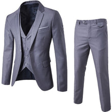 Load image into Gallery viewer, Laamei Men's Business Groomsman Suit Pants Vest Sets Suit + Vest + Pants 3 Pieces Sets Slim Suits Wedding Party Blazers Jacket