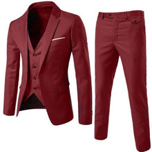 Load image into Gallery viewer, Laamei Men's Business Groomsman Suit Pants Vest Sets Suit + Vest + Pants 3 Pieces Sets Slim Suits Wedding Party Blazers Jacket