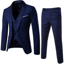Load image into Gallery viewer, Laamei Men's Business Groomsman Suit Pants Vest Sets Suit + Vest + Pants 3 Pieces Sets Slim Suits Wedding Party Blazers Jacket