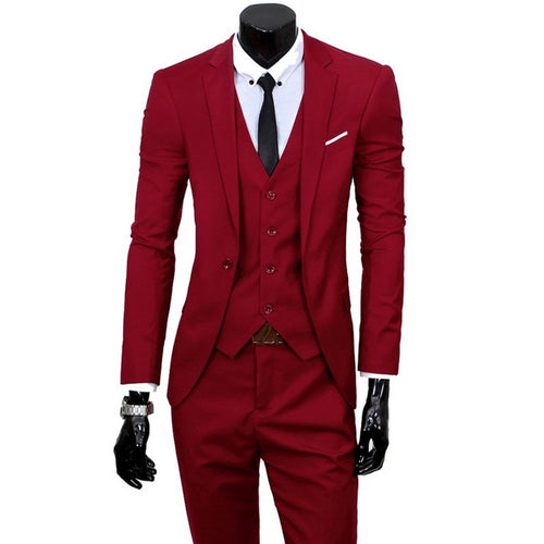 Laamei Men's Business Groomsman Suit Pants Vest Sets Suit + Vest + Pants 3 Pieces Sets Slim Suits Wedding Party Blazers Jacket